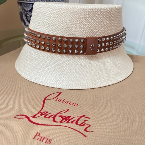 Christian Louboutin Leather-Trim Studded Bucket Hat $590 NEW - Picture 13 of 14